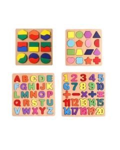 Mehta Toys Small Education Board Wood 4 Pcs Set Multicolour