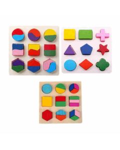 Mehta Toys Shape Puzzle Wood 3 Pcs Set Multicolour