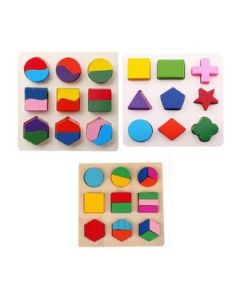 Mehta Toys Shape Puzzle Wood 3 Pcs Set Multicolour