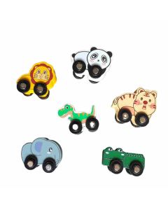 Mehta Toys Animal Mini Mix Car V6 Wood 6 Pcs Set Multicolour