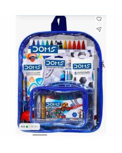 Doms Pencil Smart Kit 12 Stationery Items With Transparent Zipper Bag 1 Pack Multicolor
