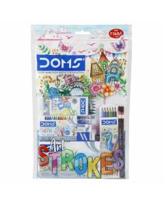 Doms Art Strokes Kit Combination Of 10 Stationery Items 1 Pack Multicolor