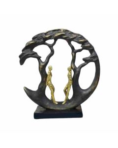 HAPEE Modern Abstract Sculpture, Oxidised Gold Finish Figures In Circle Resin Material 1 Pc Black And Gold