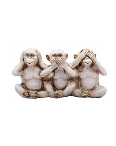 HAPEE Three Monkey Setting Statue Fibre Resin 1 Pc White