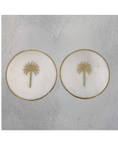 HAPEE Coastline Coasters 4X4 Inch Marble 2 Pcs Set White & Gold