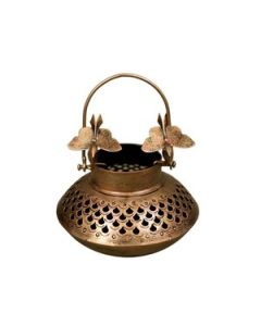 HAPEE 197K Diya Cutting Degchi With Bird Swinging Tealight Holder Wrought Iron 1 Pc Gold & Black