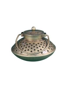 HAPEE 199Z Daisy Cut Degchi With Lid Tea Light 6" Inch Wrought Iron 1 Pc Gold & Black