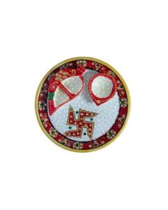 HAPEE Marble Aarti Thali 6" Inch 1 Pc Multicolour