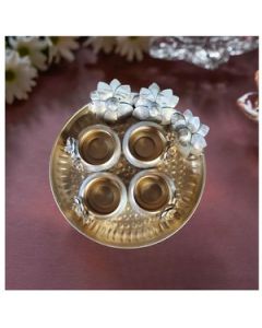 HAPEE Lotus Flower Tea Light Wrought Iron 1 Pc Golden