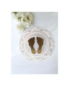 HAPEE Laxmi Lotus Feet And Paduka Brass 4X4 Inch Marble 1 Pc White
