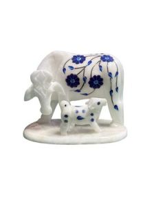 HAPEE Beautiful Cow Feeding Child Moorti/Statue Marble 1 Pc White