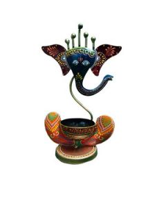 HAPEE Handmade Ganesha Statue Candle Holder Metal 1 Pc Multicolour
