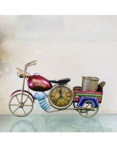 HAPEE Bike Rickshaw Pen Stand With Clock Frame Wrought Iron 1 Pc Multicolour