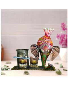 HAPEE Ganesh / Krishna Pen Stand Wrought Iron 1 Pc Multicolour