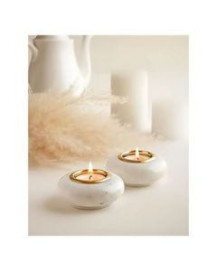 HAPEE Tea Light Candle Holder Marble 2 Pcs Set White