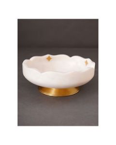 HAPEE Urli With Metal Stand Marble 1 Pc White & Gold