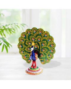 HAPEE Enamelled Colorful Dancing Peacock 3 Inch Metal 1 Pc Multicolour