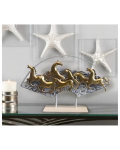 HAPEE 7 Horses On Stand Wrought Iron 1 Pc Golden