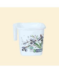 Jalore Floral Square Shaped Mug Plastic 1.5 L, 1 Pc White