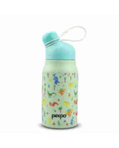 Pexpo Piano Artful Double Wall Thermosteel Hot & Cold Insulated Water Bottle Stainless Steel 450 Ml, 1 Pc Dinosaure Green
