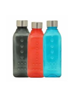Java Cube Water Bottle Plastic 1 L, 3 Pcs Set Assorted