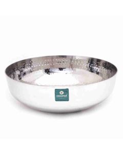 Coconut Hammered Tasla Kadai No-10 Stainless Steel 1 Pc Silver