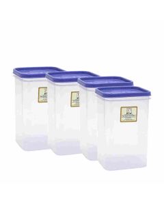 Laplast Storewell Airtight Square Container Plastic 1 L, 4 Pcs Set Transparent