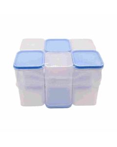 Laplast Storewell Airtight Square Container Plastic 1 L, 6 Pcs Set Transparent