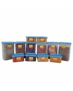 Laplast Storewell Square Airtight Storage Container - Transparent(1L X 6 + 325Ml X6) Plastic 12 Pcs Set Assorted