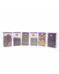 Laplast Storewell Airtight Square Container Plastic 1.75 L, 6 Pcs Set Transparent