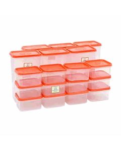 Laplast Storewell Square Airtight Container (1.75L X 6 + 325Ml X 12) Plastic 18 Pcs Set Transparent