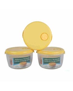 Laplast Cook & Store Microwave Storage Container Plastic 1.2 L, 3 Pcs Set Transparent