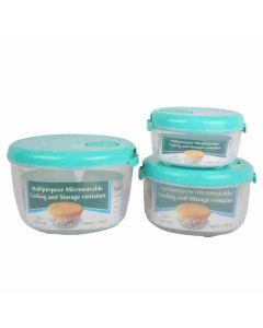 Laplast Cook & Store Microwave Storage Container (1.8L, 1.2L, 600Ml) Plastic 3 Pcs Set Transparent
