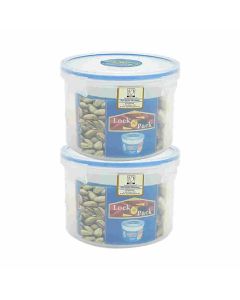 Laplast Lock-N-Pack Round Airtight Storage Container Plastic 400 Ml, 2 Pcs Set Transparent
