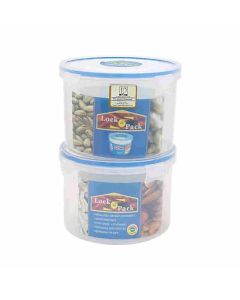 Laplast Lock-N-Pack Round Airtight Storage Container Plastic 600 Ml, 2 Pcs Set Transparent