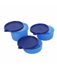 Java Executive Round Container (200Ml, 300Ml, 400Ml) Plastic 3 Pcs Set Blue