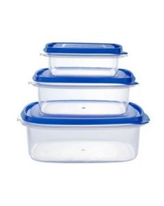 Java Airtight Food Saver Container Set (3L, 1.4L, 600Ml) Plastic 3 Pcs Set Transparent