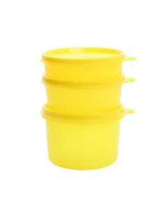 Java Executive Round Snack Containers (200Ml, 300Ml, 400Ml) Plastic 3 Pcs Set Yellow