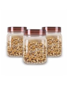 Java Regalia Utility Grocery Containers With Brown Lid Plastic 750 Ml, 3 Pcs Set Transparent