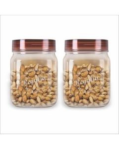 Java Regalia Utility Grocery Containers With Brown Lid Plastic 1.5 L, 2 Pcs Set Transparent