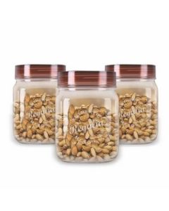 Java Regalia Utility Grocery Containers With Brown Lid Plastic 500 Ml, 3 Pcs Set Transparent