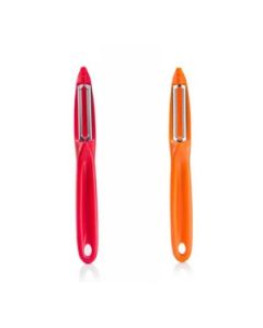 Java Universal Peeler With Potato Eye Remover Stainless Steel 2 Pcs Set Red & Orange