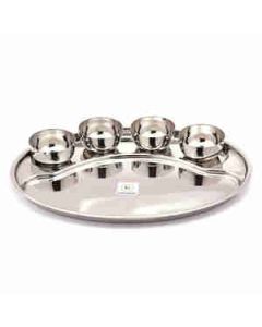 Coconut P23 Oval Hunger Designer Thali Stainless Steel 1 Pc Silver