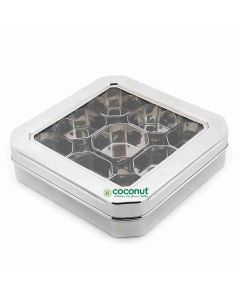 Coconut Mb9 Diamond Masala Box(See Thru) Stainless Steel 1 Pc Silver