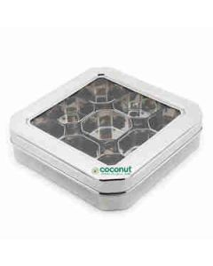 Coconut Mb9 Diamond Masala Box(See Thru) Stainless Steel 1 Pc Silver