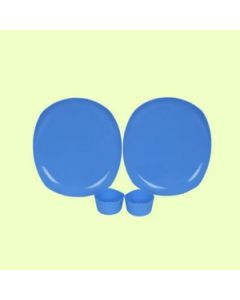 Java 12" Plastic Plate With Bowl (2 Plates And 2 Bowls) 4 Pcs Set Blue