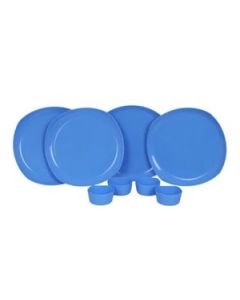 Java 12 Inch Plate With Bowl (4 Plates And 4 Bowls) Plastic 8 Pcs Set Blue
