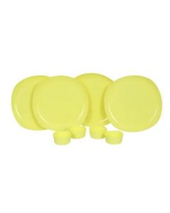 Java 12 Inch Plate With Bowl (4 Plates And 4 Bowls) Plastic 8 Pcs Set Yellow