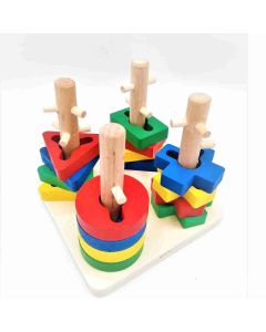 Mehta Toys Geometric 4 Column Game For Kids Wood 1 Pc Multicolour