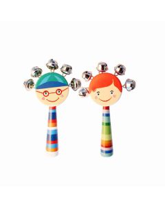 Mehta Toys Smiley Face Rattle Toy For Kids Wood 2 Pcs Set Multicolour